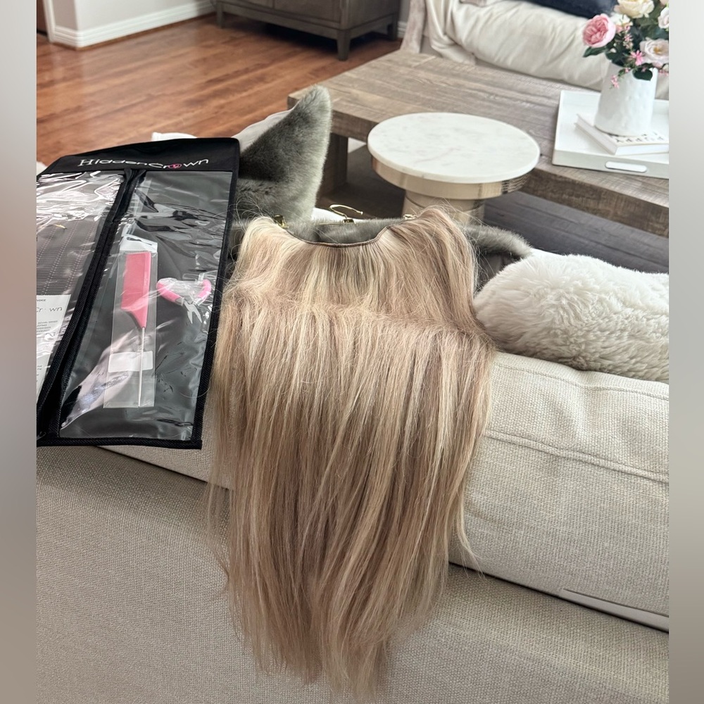 22” BLONDE Halo Hidden Crown layers Hair Extensions